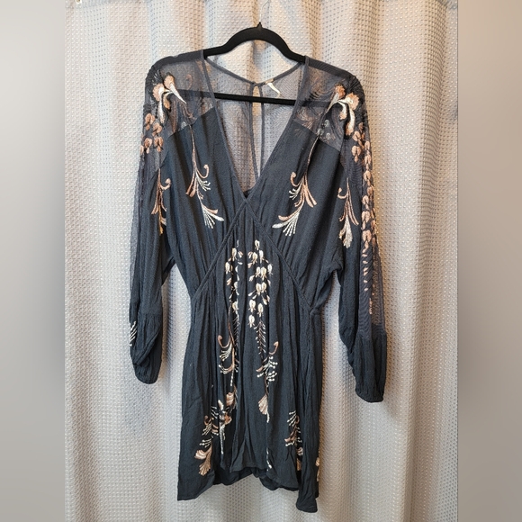 Free People Bonjour Black Embroidered Dress Size S - Picture 2 of 7